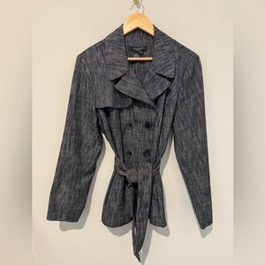 Sandro Charcoal Double-Breasted Trench Coat